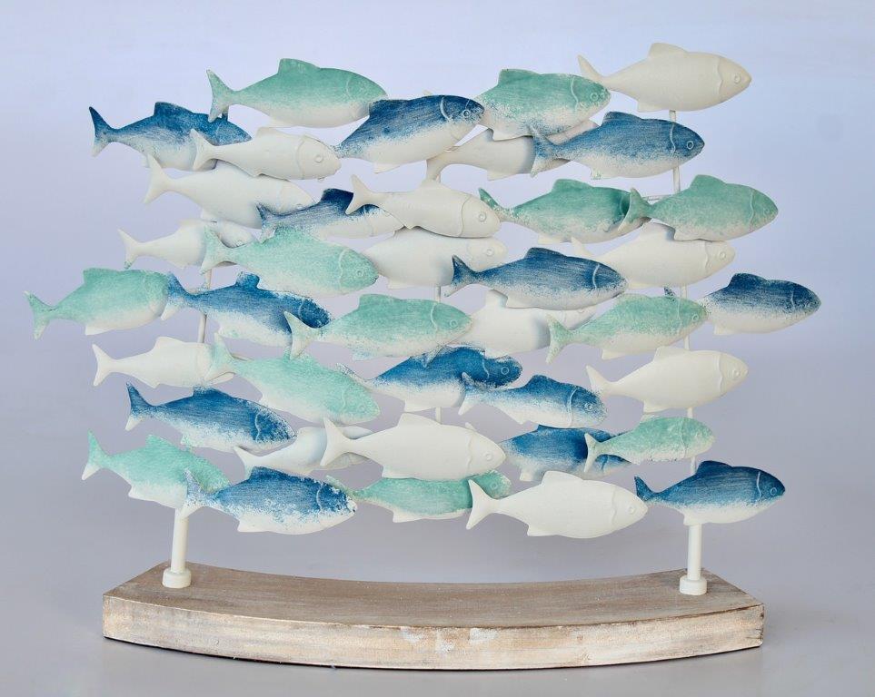 Turquoise/White Swimming Fish On Stand